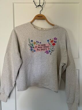 NATURAL LIFE Light Gray Sweatshirt with Colorful Floral Print